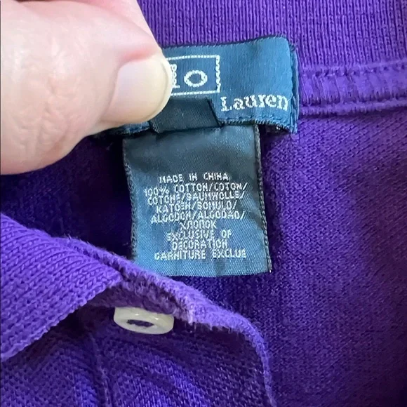 POLO RALPH LAUREN LONG SLEEVE purple large Gold Pony RUGBY polo BOYS SIZE 6 - Picture 5 of 7